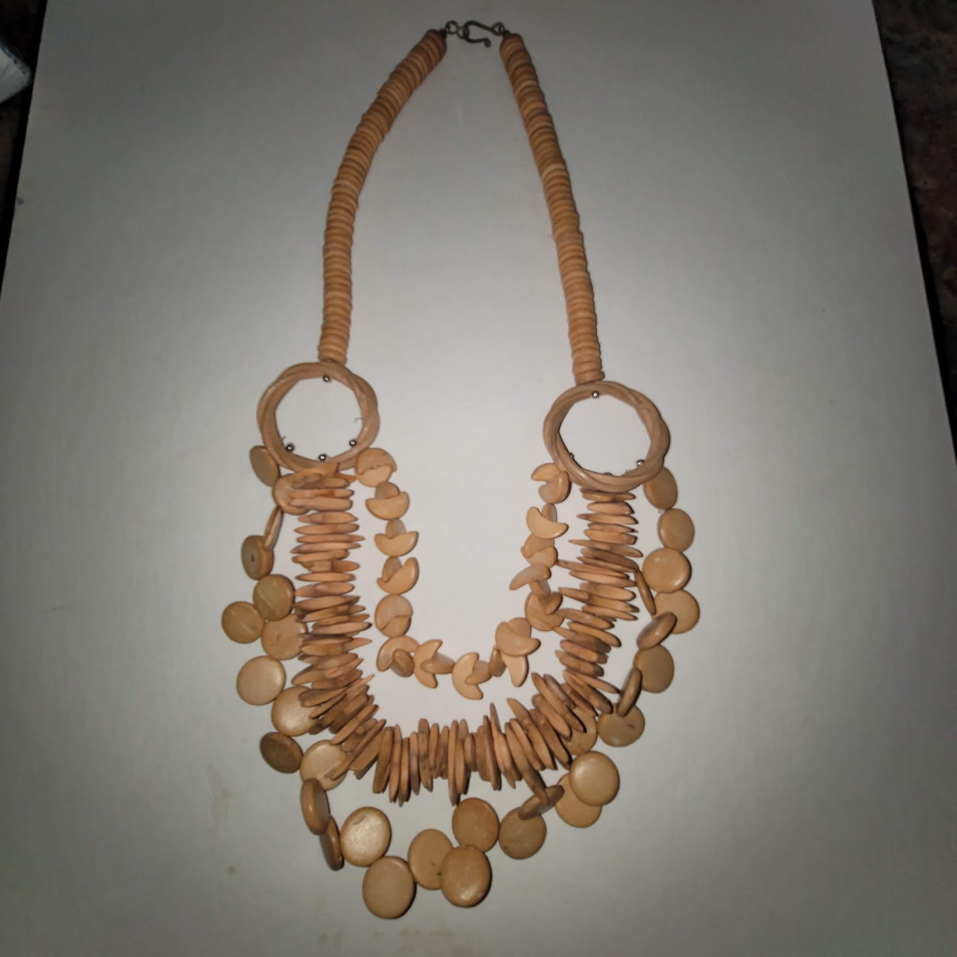 Multi Strand Necklace Wood Seed statement jewelry layering