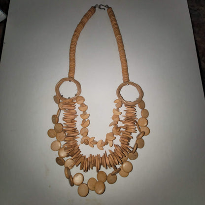 Multi Strand Necklace Wood Seed statement jewelry layering