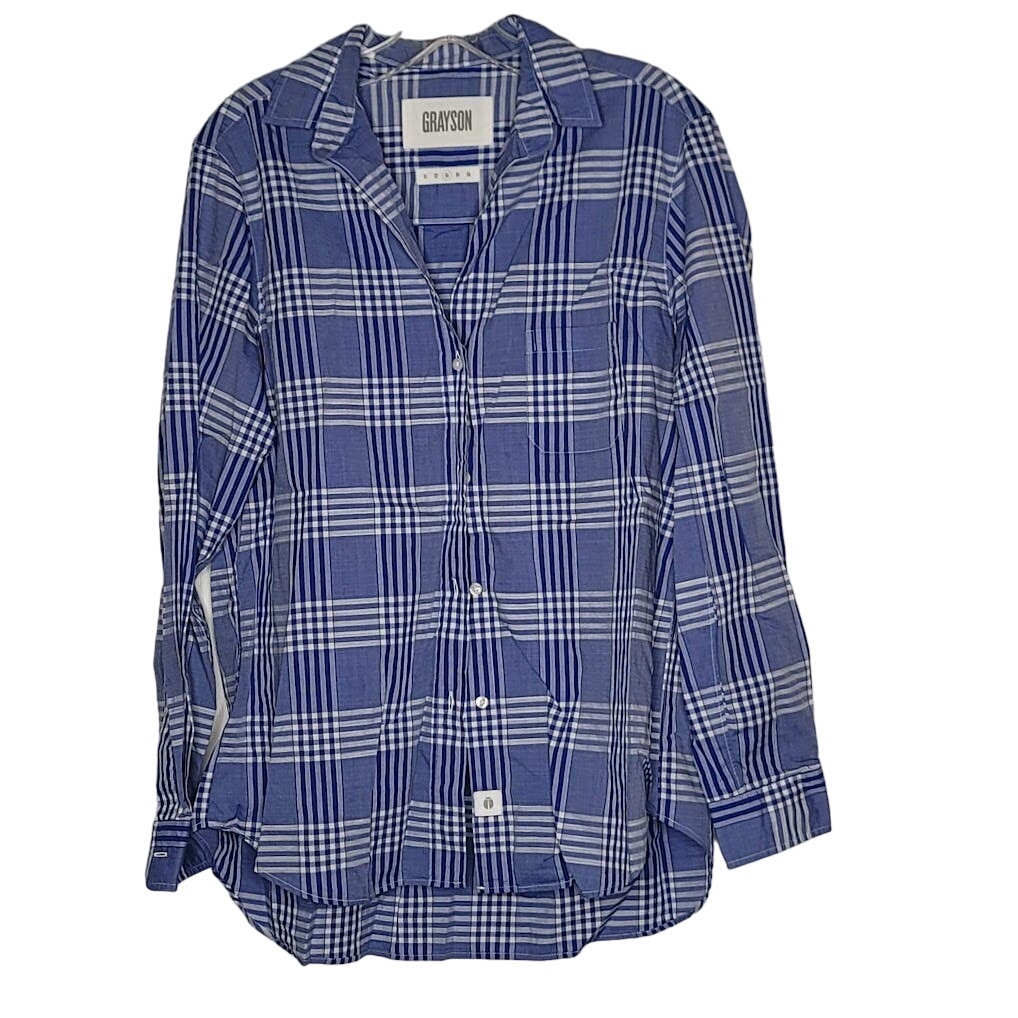 Anthropologie Grayson The Hero Buttondown Alison Blue Plaid Cotton Shirt NWT 03