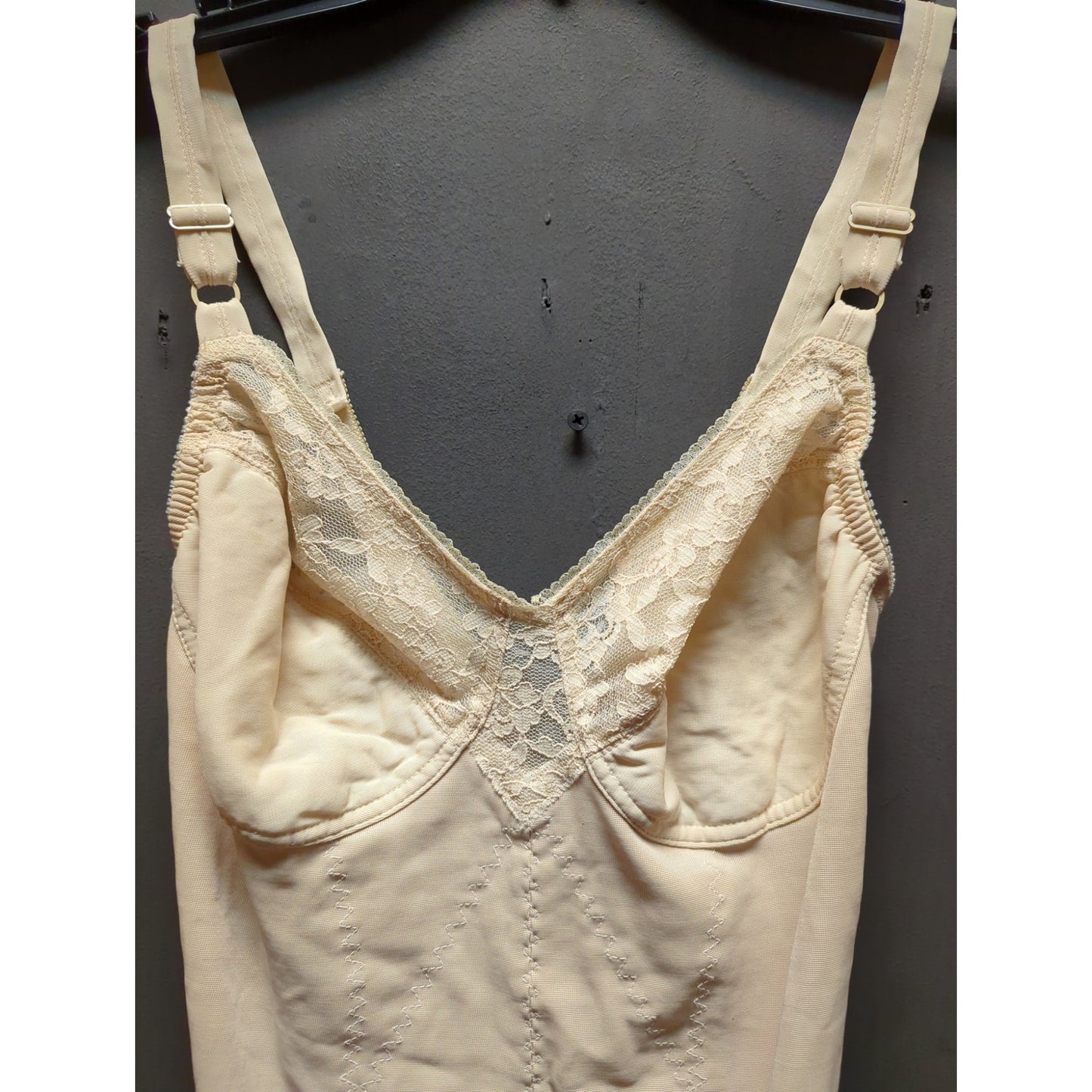 Vintage Slimlook 36C M/L Nude Bodysuit Girdle 1960s Shapewear One Piece GLAMOUR