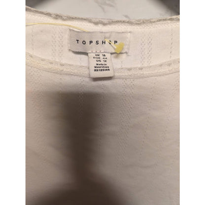 NEW Topshop Ivory White long sleeve textured blouse tee layering travel size 12