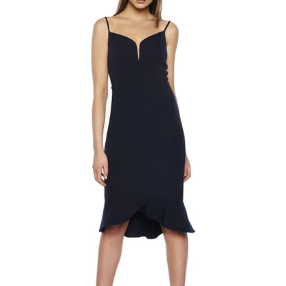 bardot kristen peplum dress black sleeveless sweetheart neck ruffle 6 / Small