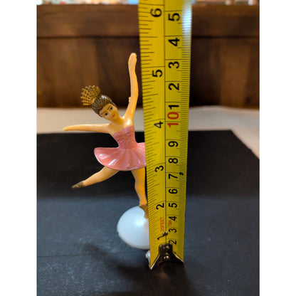 Vintage Pink & Gold Plastic Ballerina Cake Topper Figurines Set of 2