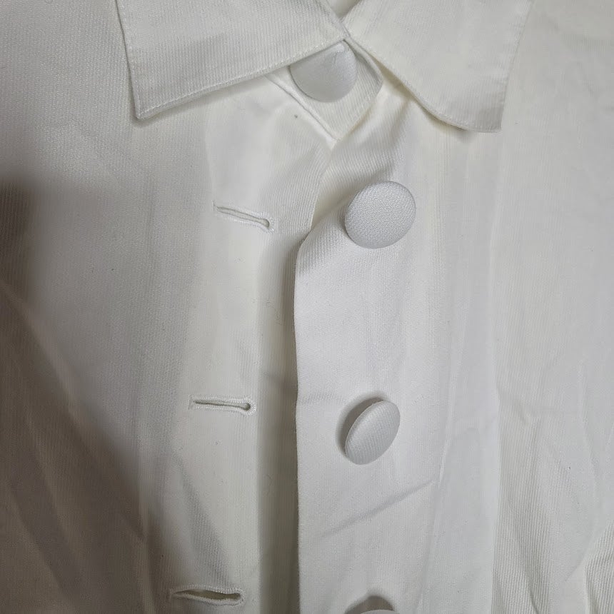 Talbots Large Buttons 16 White Ribbed Blouse Long Sleeve Cotton Blouse Top