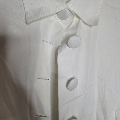 Talbots Large Buttons 16 White Ribbed Blouse Long Sleeve Cotton Blouse Top