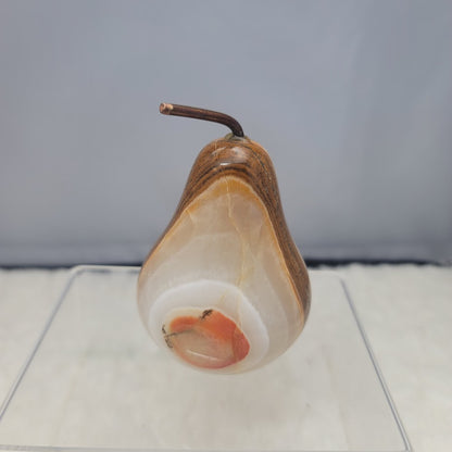 Ten Thousand Villages Onyx Pear with Copper Stem Paperweight Figure Carving