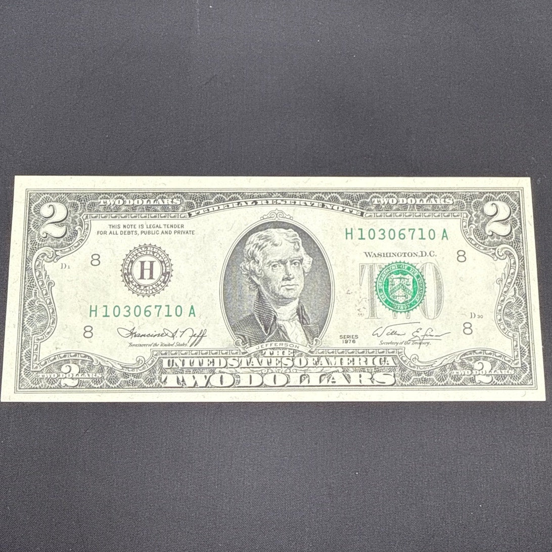 Paper Currency Bank Note USA Paper Money $2 Series 1976 First Day Issue April 13