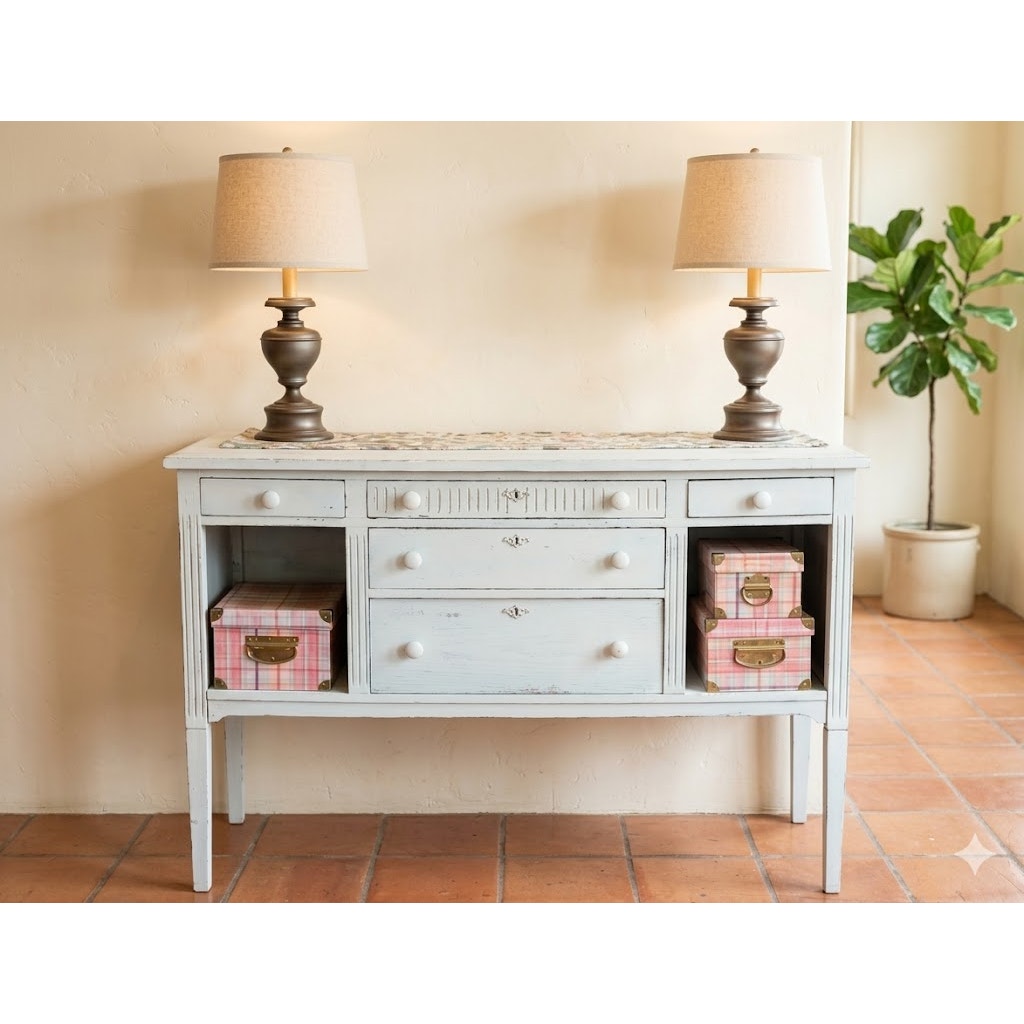 Secondhand Sandies: White Buffet Sideboard Perfect for Television or Farmhouse