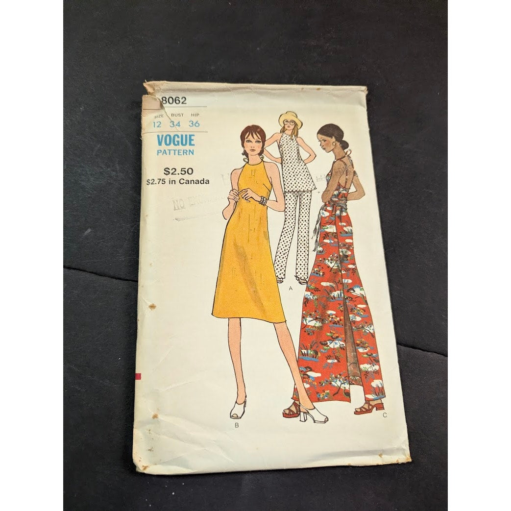 Vintage Pattern Sewing Crafts Hobby Vogue 8062 Size 12