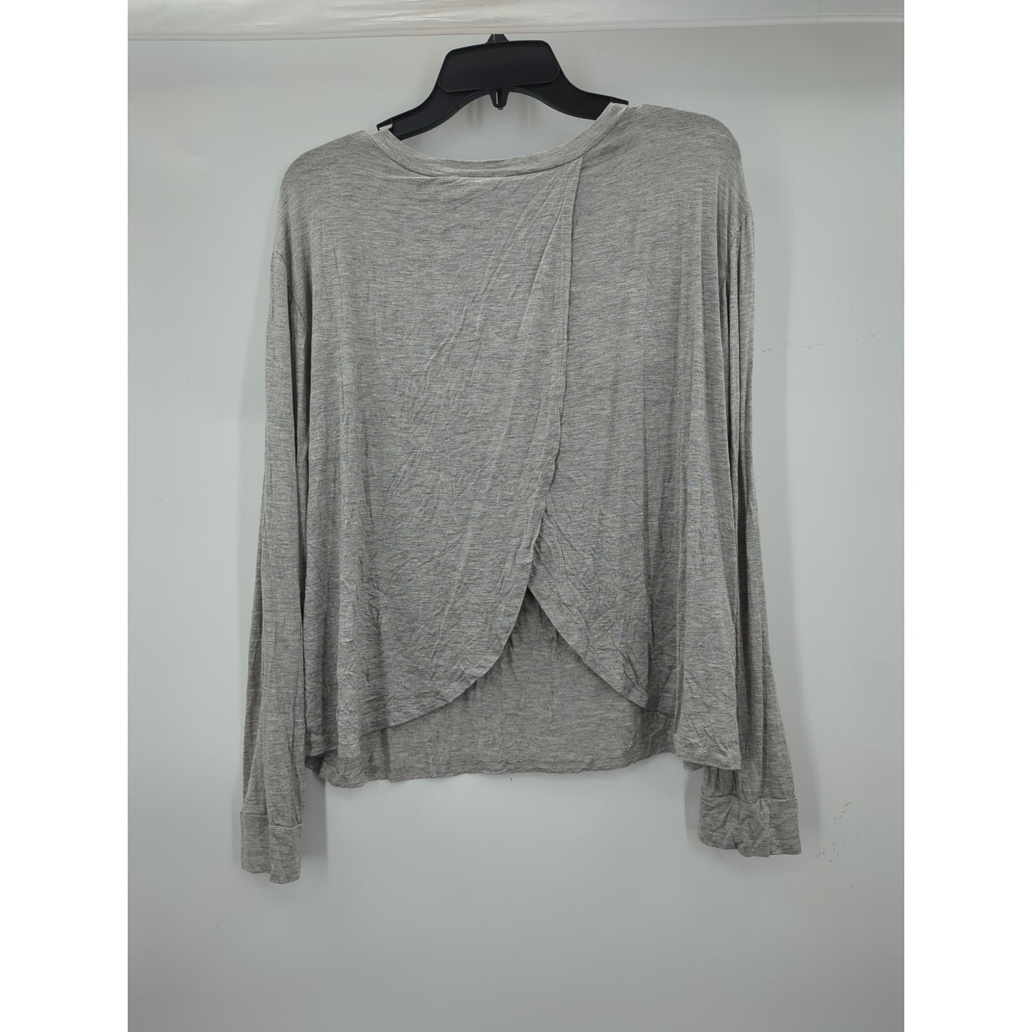 Life Is Good Gray Floral Peace Sign Long Sleeve Tulip Back Graphic Tee Shirt XL
