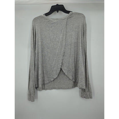 Life Is Good Gray Floral Peace Sign Long Sleeve Tulip Back Graphic Tee Shirt XL