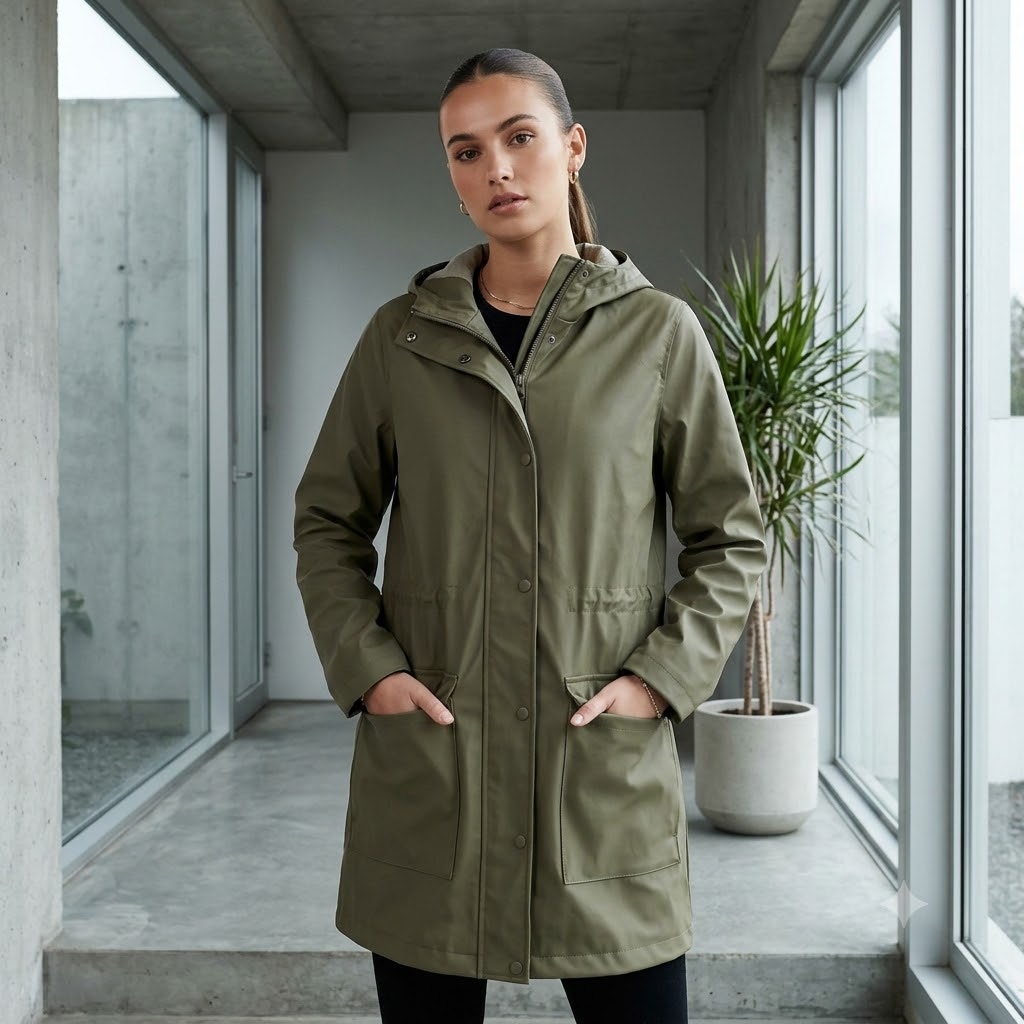 Yoki NEW Olive Lightweight Hooded Jacket Medium Pockets Packable Travel