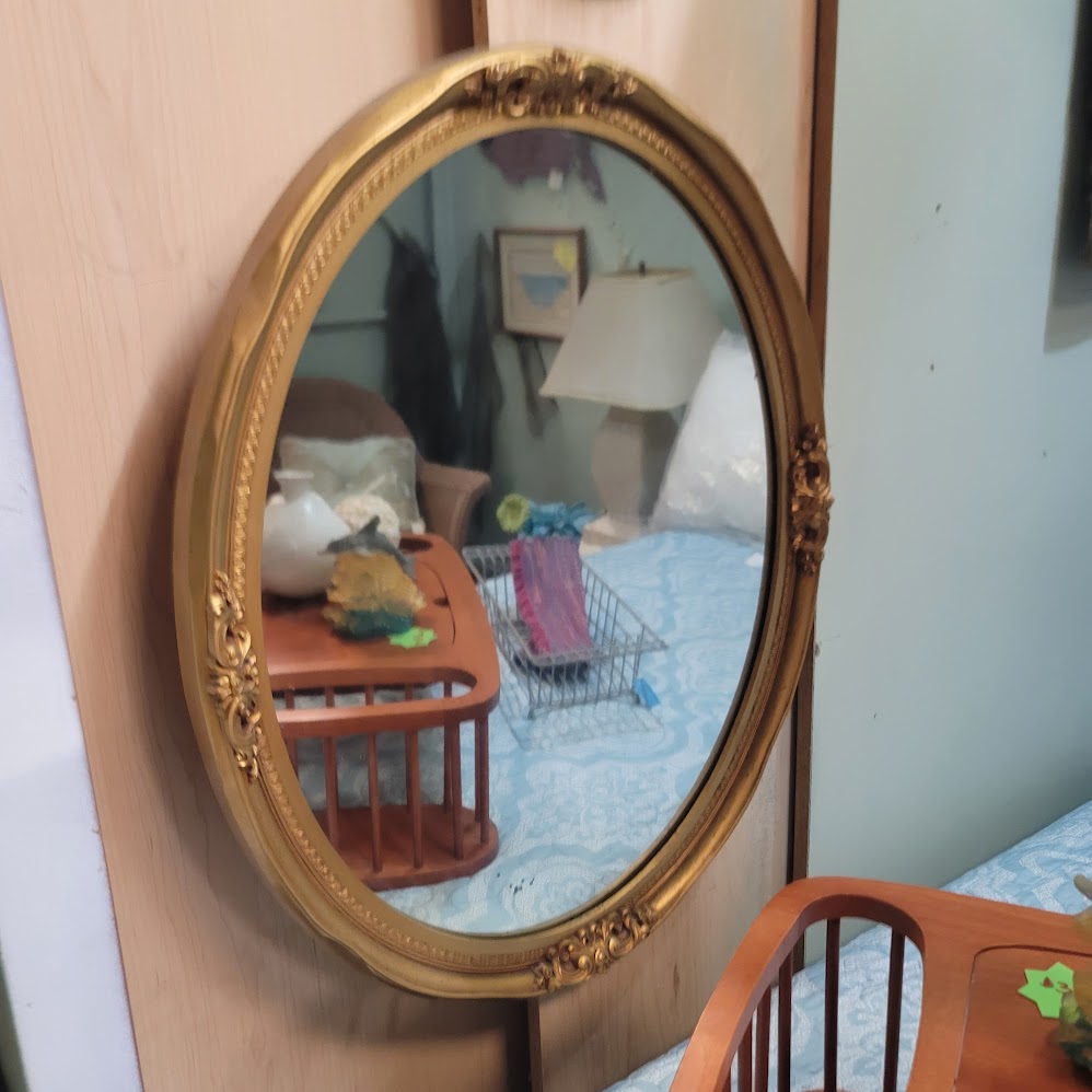 SECONDHAND SANDIES: Oval Gold Ornate Mirror 24" x 30"