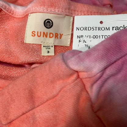 Sundry Womens Sweatshirt Size 3/Large Pink Apricot Tie Dye NEW Raglan Scoop Neck