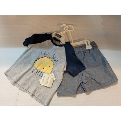 Quiltex Toddler Boys Taco Bout Cute Raglan T-Shirt & Shorts Set 2T