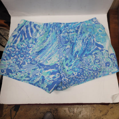 Lilly Pulitzer LUXLETIC Large ocean trail shorts Jogging Athletic blue running