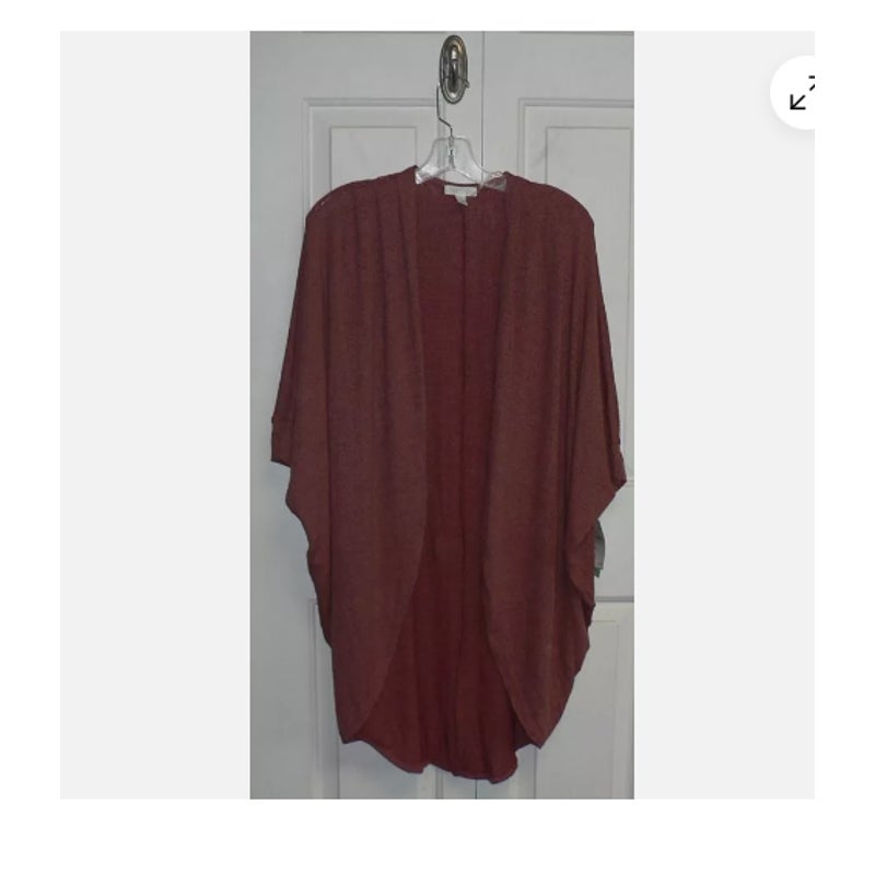 Abound Boho Open Front Cardigan Sweater Short Sleeve Cocoon Brown spice Small