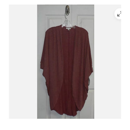 Abound Boho Open Front Cardigan Sweater Short Sleeve Cocoon Brown spice Small