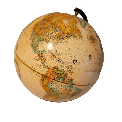 Replogle spins 9" Globe World Classic Wood base cream background map office school