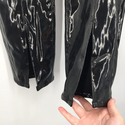 BlankNYC Size 25 Faux Vegan Leather Black pants Leggins back slit bodycon shiny