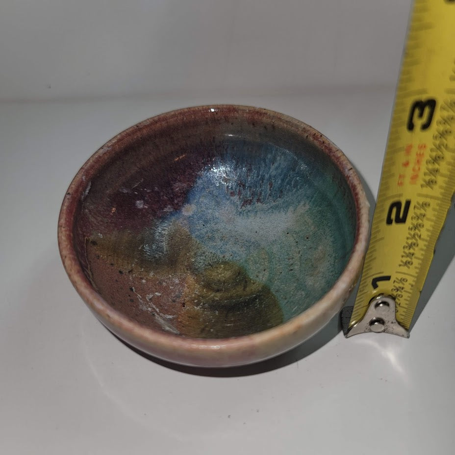handmade Pottery mini bowl signed Dipping Sauce Condiment Small 3 1/4" Clay