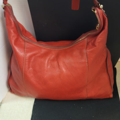 Vintage Liz Claiborne Red / burnt orange NICE Leather Hobo Shoulder Bag
