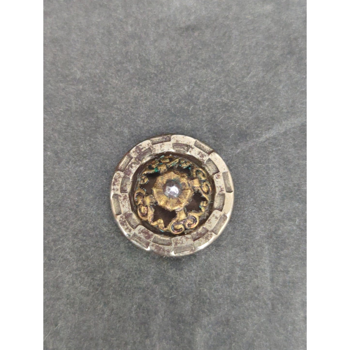 LOT UU of 10 Antique Vintage Victorian Brass Mixed Materials Buttons ESTATE FIND