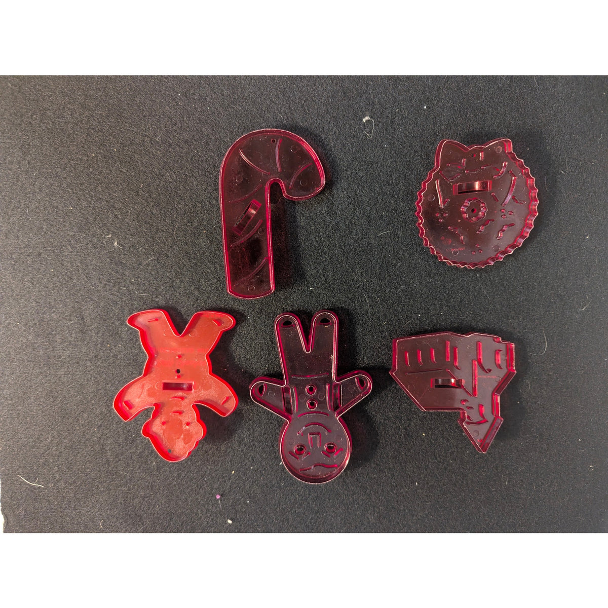 Vintage Red Plastic Christmas Cookie Cutters Lot of 6 Hallmark USA