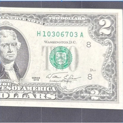 Paper Currency Bank Note USA Paper Money $2 Series 1976 consecutive