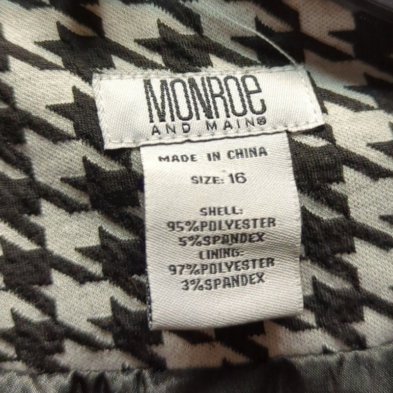 Monroe and Main Size 16 Houndstooth Blazer Black White Vintage 90's Lined button