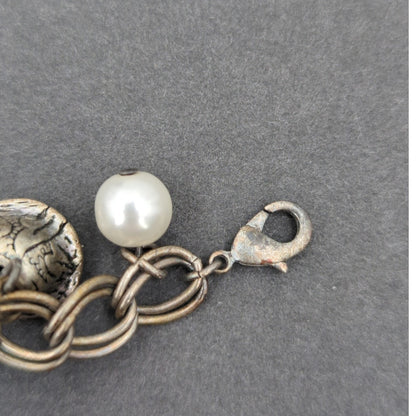 Jingle Celestial Alt-Vintage Mixed Bead & Silver Bell Charm Bracelet Whimsigoth