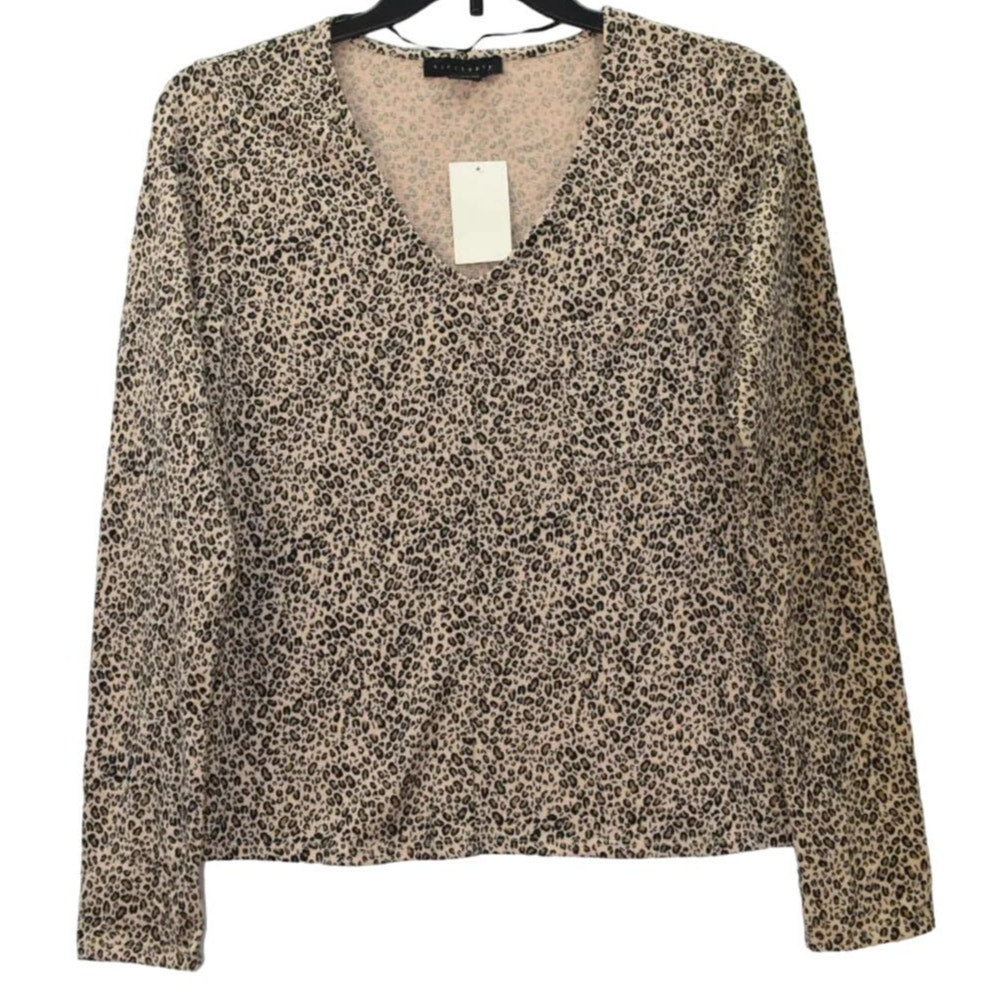 Sanctuary Soft Brushed Scoop Neck Pullover Sweater XL/Extra Large in Leopard NWT