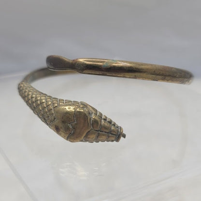 Vintage Brass Snake Arm Cuff Bracelet - Egyptian Revival Style