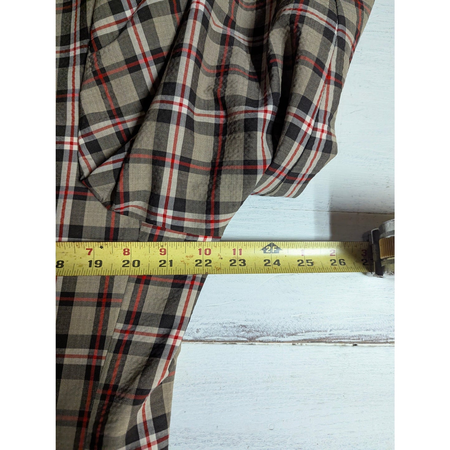 Vintage Bespoke Plaid Wool Blazer Sport Coat Brown Tan Red Checked Rockabilly