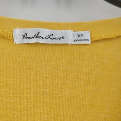 Another Love Size XS Mustard Yellow Vneck Round Hem lightweight short Sleeve Top