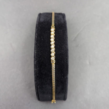 Vintage Fashion BRACELET 7" gold tone rhinestone S Link tennis