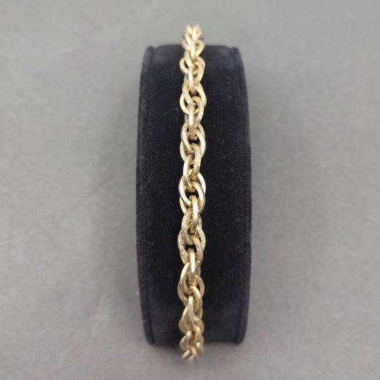 Vintage Textured Gold Tone Rope Chain Link Bracelet Whimsigoth 90s Minimalist