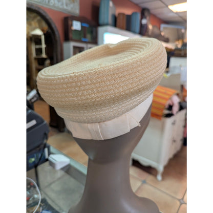 Vintage Cellulose Hat Gayarn by Slocum Cream Pillbox