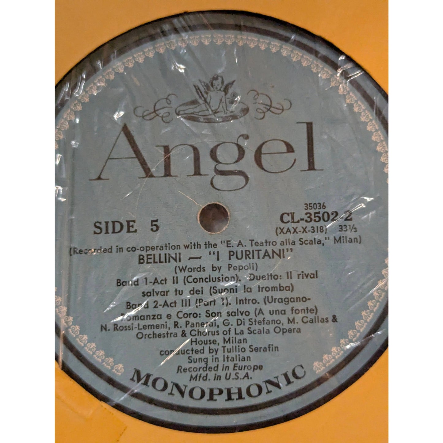 Vintage Bellini I Puritani Callas Di Stefano Angel CL-3502 Mono 3-LP Box Set