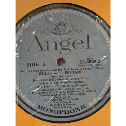Vintage Bellini I Puritani Callas Di Stefano Angel CL-3502 Mono 3-LP Box Set