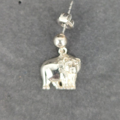 Vintage Sterling Silver Bear Dangle Earrings Pierced Drop Motif Jewelry Kodiak