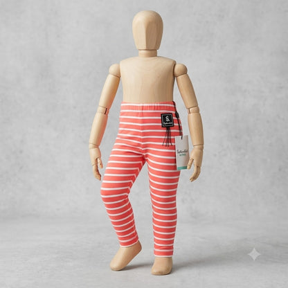NWT Tea Collection Orange & White Striped Baby Leggings 3-6 Months