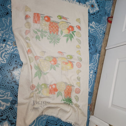 Vintage Miami Beach Florida  towel Beach Graphic Fringe CITRUS Large 32.5"x56"