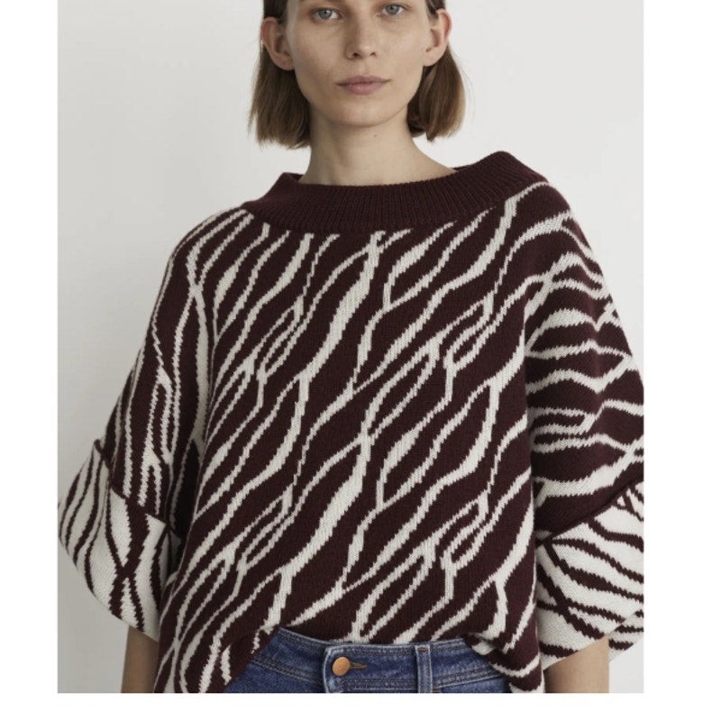 RODEBJER NEW NOUHAILA SWEATER cropped WIDE SLEEVE merino wool Wild Saffron