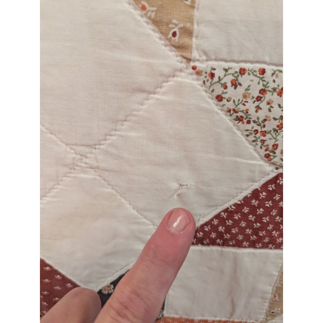 Yellow Multicolor farmhouse quilt HAND sewn Patchwork HEAVY Queen Full 72" x 78"