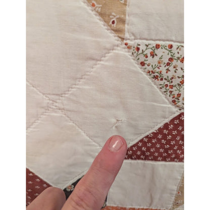 Yellow Multicolor farmhouse quilt HAND sewn Patchwork HEAVY Queen Full 72" x 78"