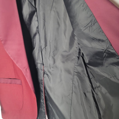 Vintage 1970s Burgundy Shawl Collar Tuxedo Jacket - Union Made ACWA - 40R