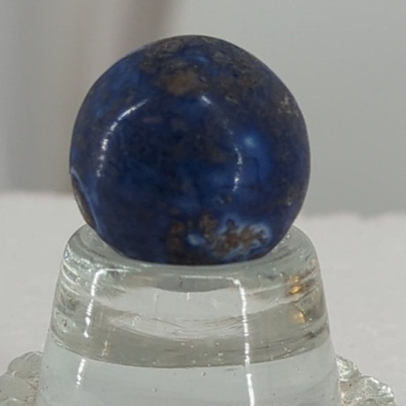 Vintage German  Coblalt blue bennington clay marble 7/8" Toy Gem #GBd