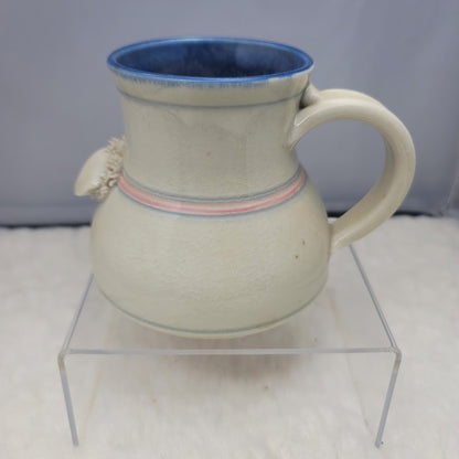 Wakulla Clay '86 Coffee Tea Mug Seashell Cream Blue Pink Ivory 4" tall