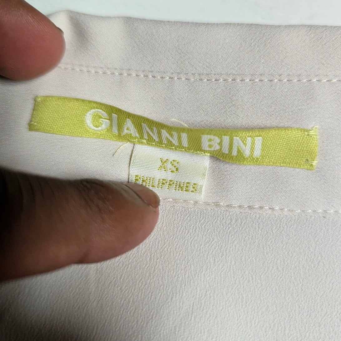 Gianni Bini Navy Blue & Tan Colorblock Sleeveless Button Down Collared Shirt Top